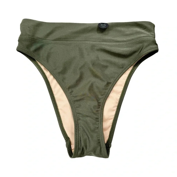 NWT Cotton On High Waisted Cheeky Bikini Smoothing Bottom Khaki Shimmer Size XS - Picture 2 of 10
